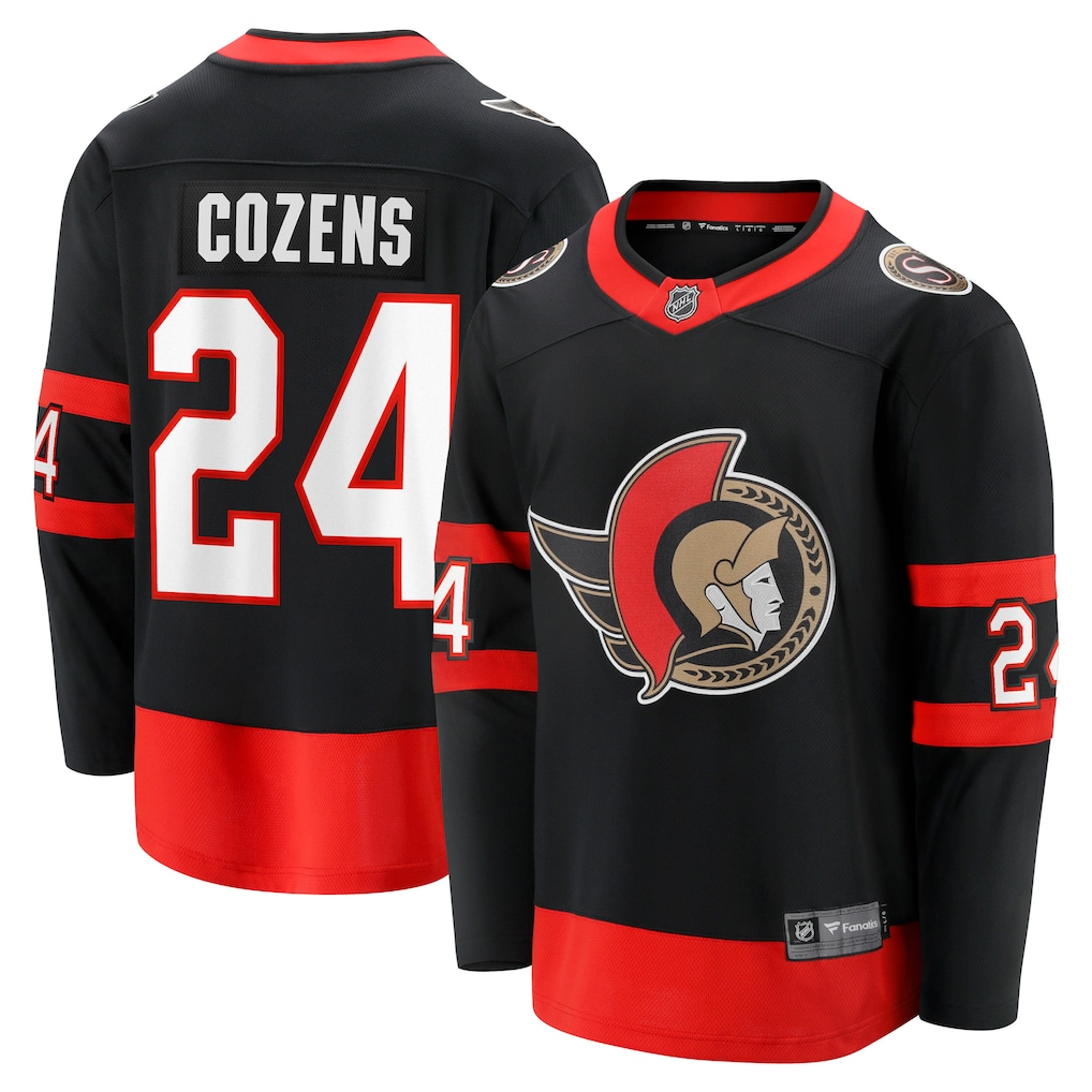 Men's Ottawa Senators Dylan Cozens #24 Fanatics Black Home Breakaway Jersey