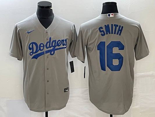 Men's Los Angeles Dodgers Will Smith #16 Gray Replica Player Jersey1