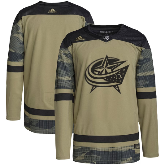 Men's Columbus Blue Jackets Camo Military Appreciation Team Authentic Practice Blank Jersey1