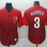 Men's Philadelphia Phillies Bryce Harper #3 Red Stitched Jersey1