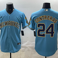 Men's Milwaukee Brewers William Contreras #24 Light Blue Road Replica Jersey