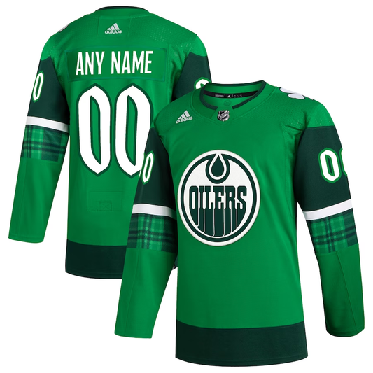 Men's Edmonton Oilers Kelly Green St. Patrick's Day Authentic Custom Jersey1
