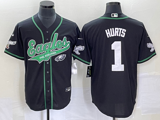 Men's Philadelphia Eagles Jalen Hurts #1 Black Game Jersey1 Joint Edition