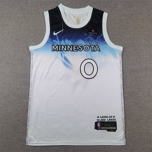 Men's Minnesota Timberwolves Donte DiVincenzo #0 White 2024/25 Swingman Player Jersey1 - City Edition