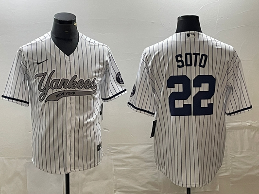Men's New York Yankees Juan Soto #22 White Game Jersey1 Joint Edition