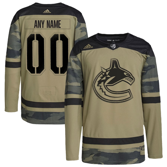 Men's Vancouver Canucks Camo Military Appreciation Team Authentic Custom Practice Jersey1