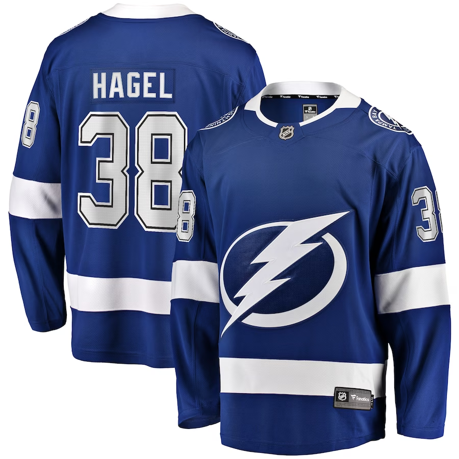 Men's Tampa Bay Lightning Brandon Hagel #38 Blue Home Breakaway Player Jersey1