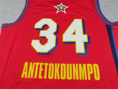Men's Milwaukee Bucks Giannis Antetokounmpo #34 Red 2025 NBA All-Star Game Swingman Player Jersey1