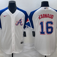 Men's Atlanta Braves Travis d'Arnaud #16 White 2023 City Connect Replica Player Jersey1