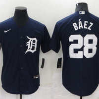 Men's Detroit Tigers Javier Baez #28 Navy Replica Baseball Jersey1