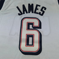 Men's 2024 USA Dream Team LeBron James #6 White Authentic Player Jersey