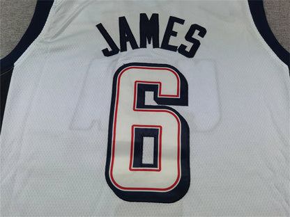Men's 2024 USA Dream Team LeBron James #6 White Authentic Player Jersey