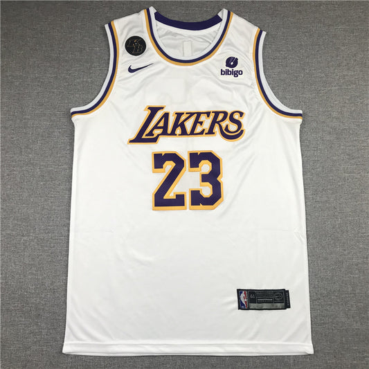 Men's Los Angeles Lakers LeBron James #23 NBA White Swingman Player Jersey1