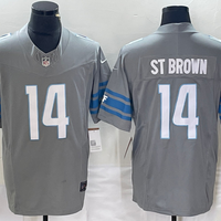 Men's Detroit Lions Amon-Ra St. Brown #14 Gray Game Jersey1