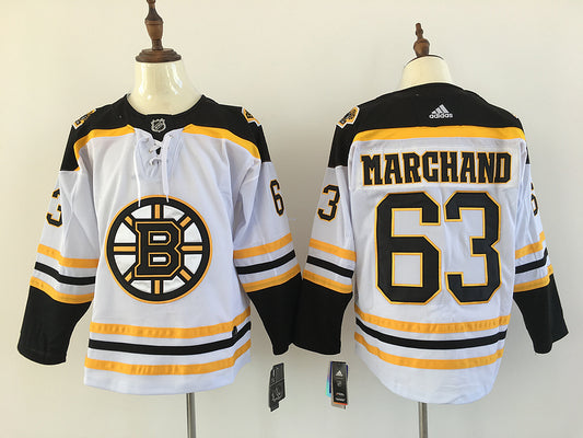 Men's Boston Bruins Brad Marchand #63 White Player Jersey1