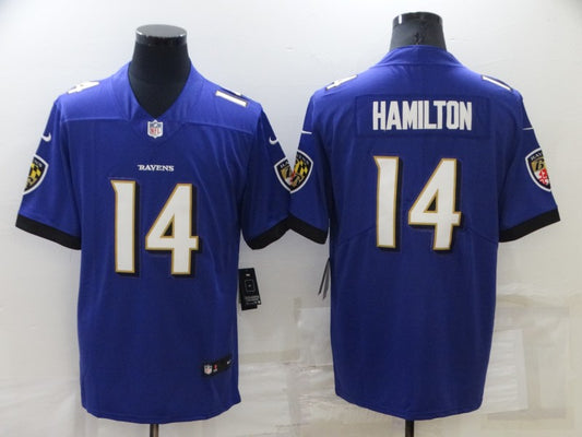 Men's Baltimore Ravens Kyle Hamilton #14 Purple Game Jersey1