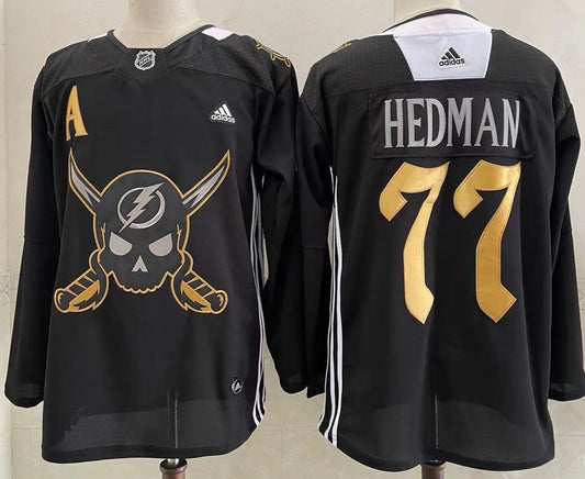 Men's Tampa Bay Lightning Victor Hedman #77 Black Player Jersey1