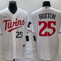 Men's Minnesota Twins Byron Buxton #25 White Home Replica Player Jersey1