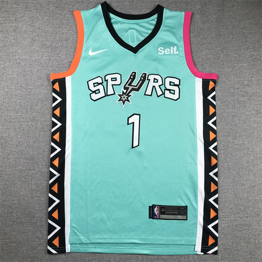 Men's San Antonio Spurs Victor Wembanyama #1 Turquoise 2022/23 Swingman Jersey1 - City Edition