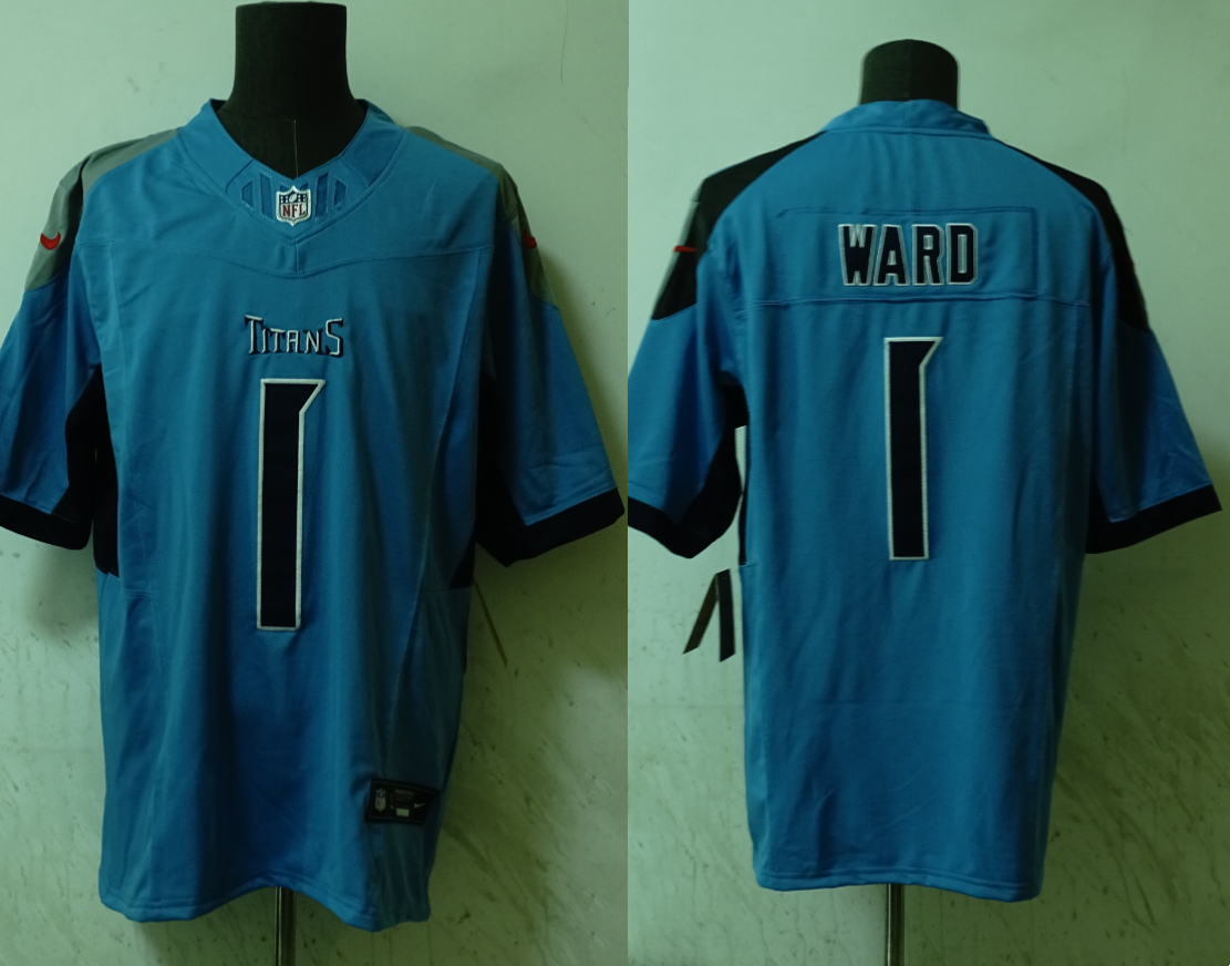 Men's Tennessee Titans Cameron Ward #1 Light Blue Player Jersey