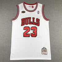 Men's Chicago Bulls Michael Jordan White 1997-98 Hardwood Classics Player Jersey2