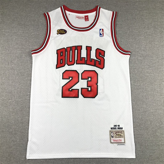 Men's Chicago Bulls Michael Jordan White 1997-98 Hardwood Classics Player Jersey1