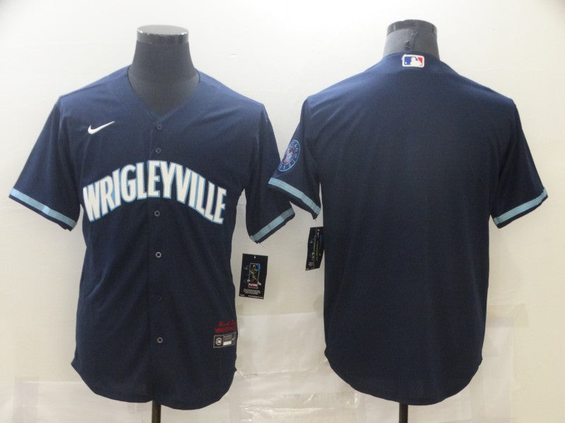 Men's Chicago Cubs Navy City Connect Replica Blank Jersey1