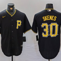 Men's Pittsburgh Pirates Paul Skenes #30 Black Alternate Replica Player Jersey1