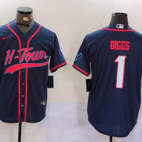 Men's Houston Texans Stefon Diggs #1 Navy Game Player Jersey1