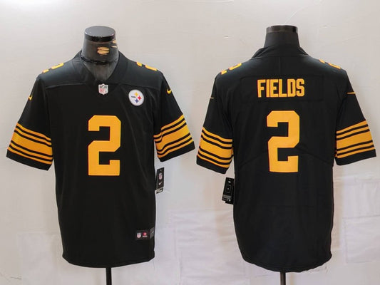 Men's Pittsburgh Steelers Justin Fields #2 Black Game Jersey1