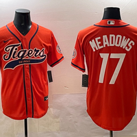 Men's Detroit Tigers Austin Meadows #17 Orange Replica Player Jersey1