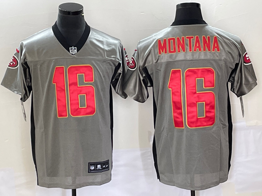 Men's San Francisco 49ers Joe Montana #16 Grey Game Jersey1