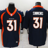 Men's Denver Broncos Justin Simmons #31 Navy Game Jersey1