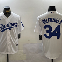 Men's Los Angeles Dodgers Fernando Valenzuela #34 White Replica Baseball Jersey1