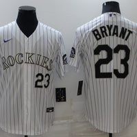 Men's Colorado Rockies Kris Bryant #23 White Replica Baseball Jersey1