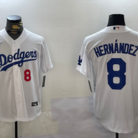 Men's Los Angeles Dodgers Enrique Hernandez #8 White Replica Player Jersey1