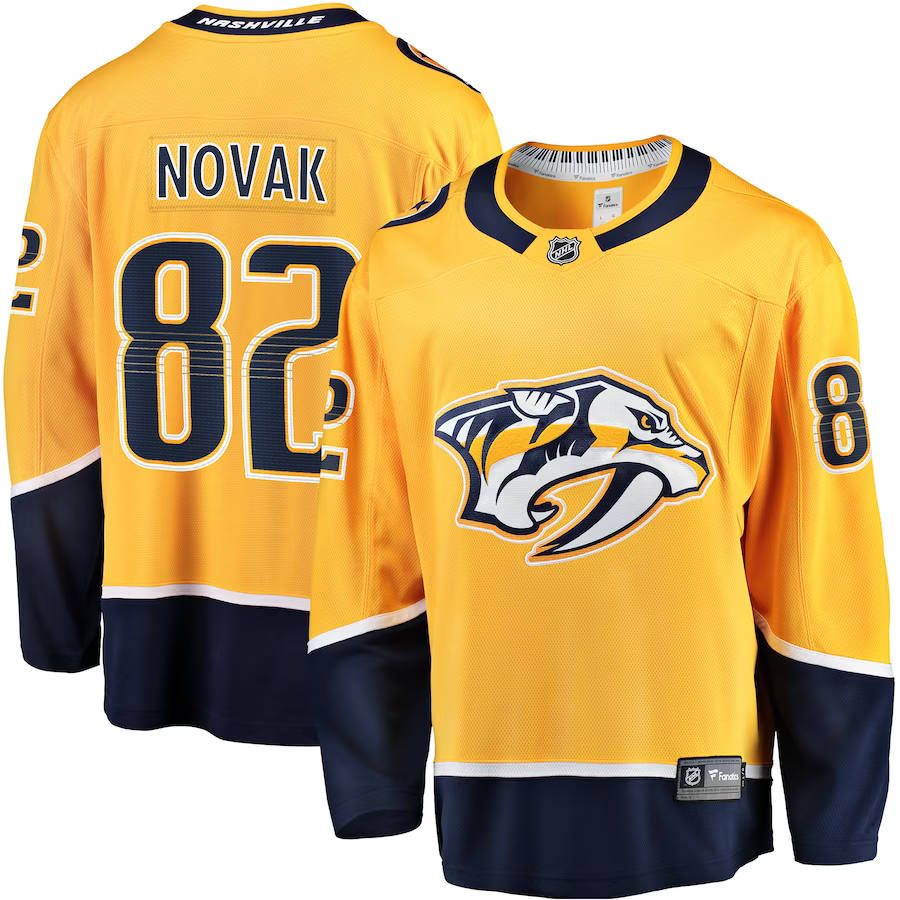 Men's Nashville Predators Tommy Novak #82 Gold Home Breakaway Jersey1