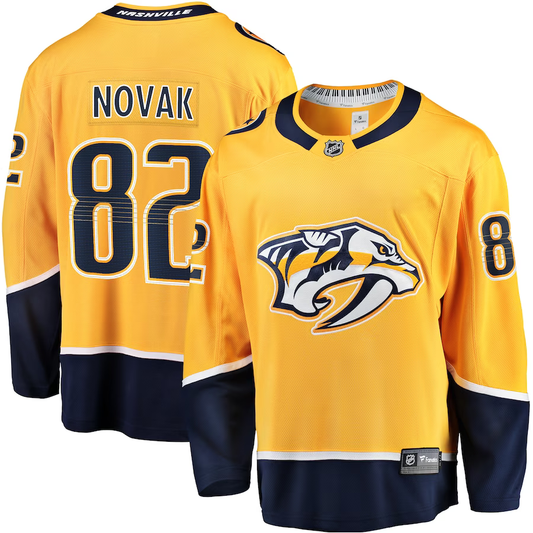 Men's Nashville Predators Tommy Novak #82 Gold Home Breakaway Jersey1