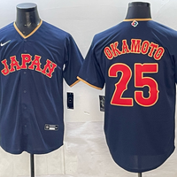 Men's Japan Baseball Kazuma Okamoto #25 Navy 2026 World Baseball Classic Stadium Jersey