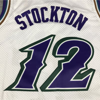 Men's Utah Jazz John Stockton White 1996-97 Hardwood Classics Swingman Jersey1