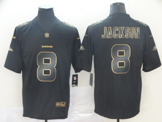 Men's Baltimore Ravens #8 Lamar Jackson Black Team Game Jersey1