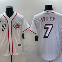 Men's Cincinnati Reds Spencer Steer #7 White 2025 MLB Speedway Classic Home Replica Jersey