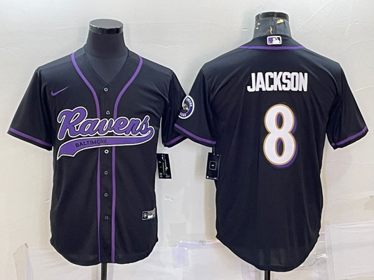 Men's Baltimore Ravens Lamar Jackson #8 Black Game Jersey1 Joint Edition