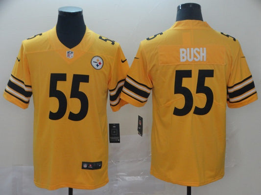 Men's Pittsburgh Steelers Devon Bush Jr. #55 Gold Inverted Team Game Jersey1