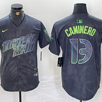 Men's Tampa Bay Rays Junior Caminero #13 Charcoal 2024 City Connect Limited Player Jersey1