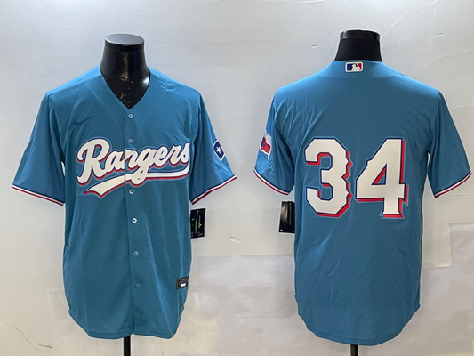 Men's Texas Rangers Nolan Ryan #34 Light Blue Player Jersey1