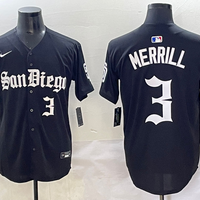 Men's San Diego Padres Jackson Merrill #3 Black Player Game Jersey