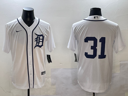 Men's Detroit Tigers Riley Greene #31 White Player Jersey1