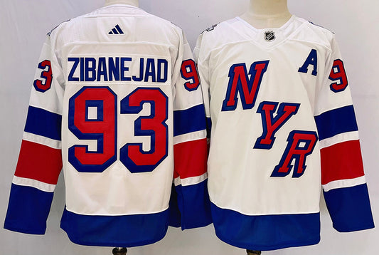 Men's New York Rangers Mika Zibanejad #93 White Player Game Jersey1