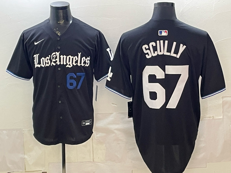 Men's Los Angeles Dodgers Vin Scully #67 Black Alternate Replica Jersey